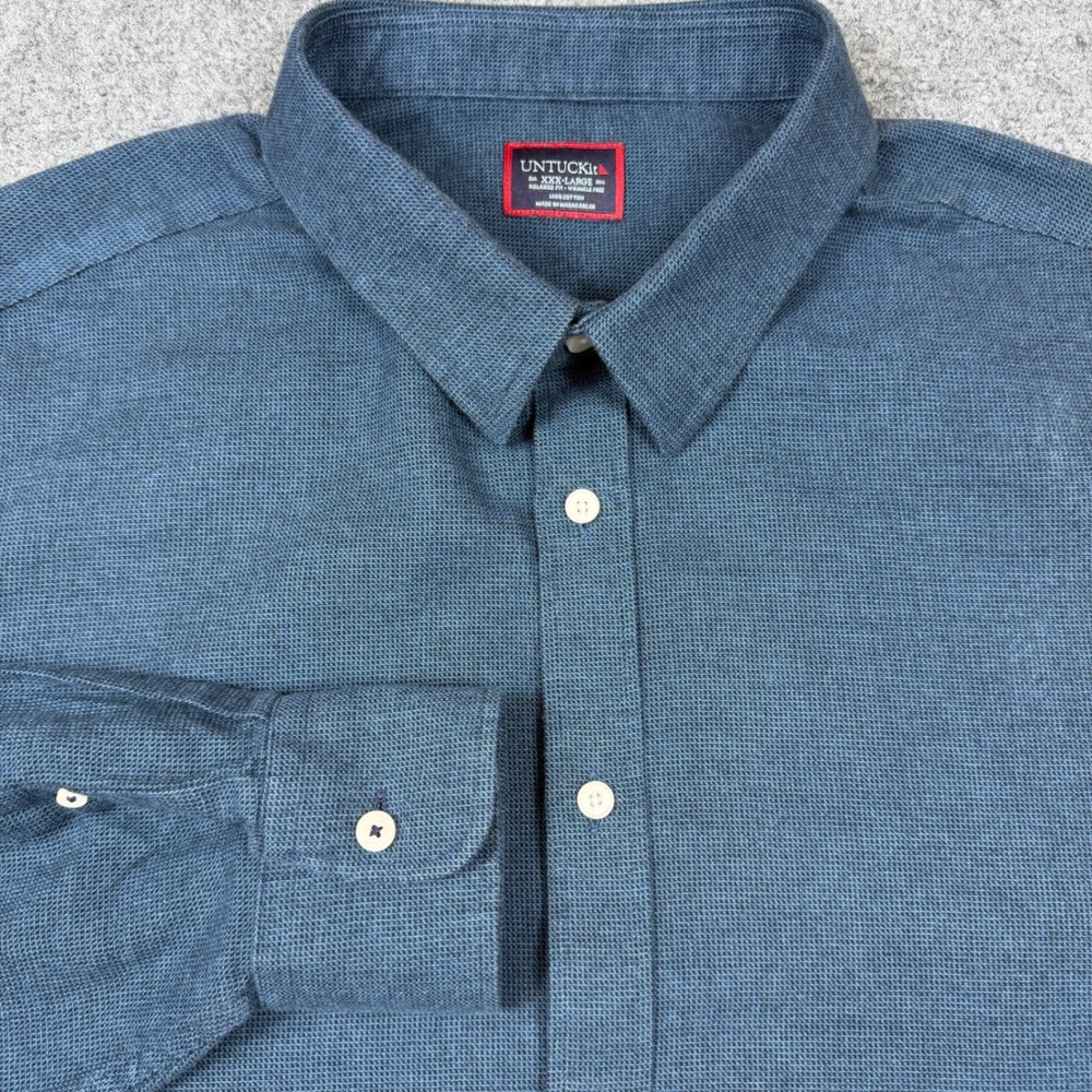 UNTUCKit Veneto WF Dark Blue Relaxed Fit Wrinkle Free Shirt Mens 3XL 40250